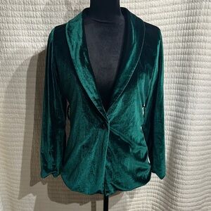 Charlie Holiday Deep Green Velvet Blazer (missing belt)